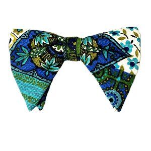 70’s authentic vintage large Blue Hawaiian Double Bow Tie